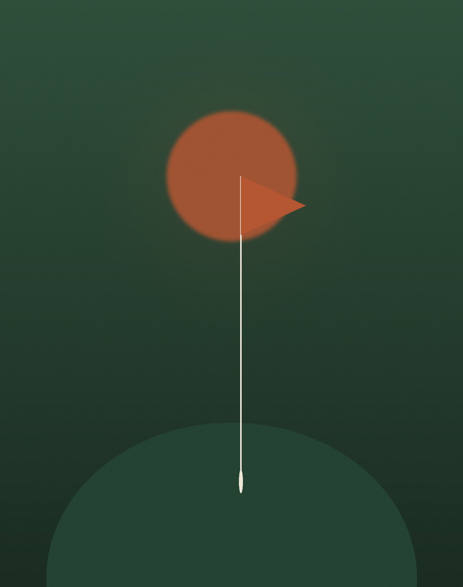 The pin against a low sun